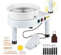 VEVOR Máquina Eléctrica de Cerámica con 16 Herramienta de Modelado 28 cm de Tamaño del Tocadisco, Máquina de Rueda de Cerámica 0-300r/min, 65 x 42 x 42 cm Máquina de Formación de Cerámica, Blanco