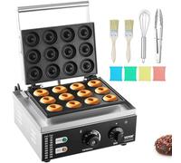 VEVOR Máquina Eléctrica para Hacer Donuts, Máquina Comercial para Donuts de 1550 W con Superficie Antiadherente, Máquina para Gofres con Calentamiento, 50-300 ℃, para Restaurante y Uso Doméstico
