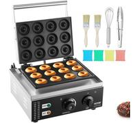 VEVOR Máquina Eléctrica para Hacer Donuts, Máquina Comercial para Donuts de 1550 W con Superficie Antiadherente, Máquina para Gofres con Calentamiento, 50-300 ℃, para Restaurante y Uso Doméstico