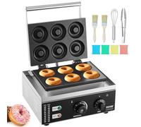 VEVOR Máquina Eléctrica para Hacer Donuts, Máquina Comercial para Donuts de 1550 W con Superficie Antiadherente, Máquina para Gofres con Calentamiento, 50-300 ℃, para Restaurante y Uso Doméstico