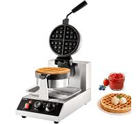 VEVOR Máquina Eléctrica para Hacer Gofres 1300W con Revestimiento Antiadherente 190,5x190,5mm Máquina para Hacer Croque-monsieur 50-300gradosC Calentador de Doble Cara para Fiesta