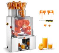 VEVOR Máquina Exprimidora Automática de Naranjas Comercial 120 W Eléctrico, De Acero Inoxidable y PC, Con 2 Recipientes, Capacidad para Hasta 20 Naranjas por Minuto, Para Limones y Cítricos 55-80 mm