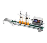 VEVOR Máquina Llenadora Automática de Líquidos 4 Boquillas y Transportador, con Rango de 10-500 g, Precisión de ±2 g, Sensor de Fibra Óptica y Manguera de 2 m con Prefiltro para Botellas y Frascos