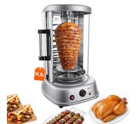 VEVOR Máquina para Asar Shawarma 11,5 L, Asador Vertical Giratorio 1500 W | Para Restaurantes, con Puerta Resistente al Calor, Bandeja Recogegrasa y Temporizador, Rejilla para Kebabs con 7 Brochetas