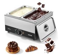 VEVOR Máquina para Derretir Chocolate 1200 W, 2 Tanques, Acero Inoxidable | Para Chocolate, Queso y Leche, Rango de Temperatura de 30°C a 85°C, Sistema de Calentamiento por Baño de Agua, Uso Comercial