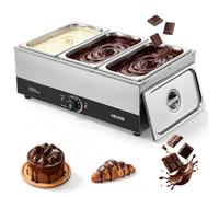 VEVOR Máquina para Derretir Chocolate 1200 W, 3 Tanques, Acero Inoxidable | Para Chocolate, Queso y Leche, Rango de Temperatura de 30°C a 85°C, Sistema de Calentamiento por Baño de Agua, Uso Comercial
