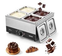 VEVOR Máquina para Derretir Chocolate 1200 W, 4 Tanques, Acero Inoxidable | Para Chocolate, Queso y Leche, Rango de Temperatura de 30°C a 85°C, Sistema de Calentamiento por Baño de Agua, Uso Comercial