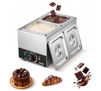 VEVOR Máquina para Derretir Chocolate 800 W, 2 Tanques, Acero Inoxidable | Para Chocolate, Queso y Leche, Rango de Temperatura de 30°C a 85°C, Sistema de Calentamiento por Baño de Agua, Uso Comercial