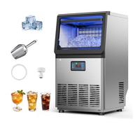 VEVOR Máquina para Fabricar Hielo 36 kg/24 h Almacenamiento de 6 kg, 32 Cubitos por Ciclo, De Acero Inoxidable, Independiente y Bajo Encimera, Con Pantalla LED y Autolimpieza, Para Restaurante
