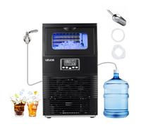 VEVOR Máquina para Fabricar Hielo 41 kg/24 h Almacenamiento de 5 kg, 32 Cubitos por Ciclo, de Acero Inoxidable, Independiente y de Encimera, con Pantalla LED y Autolimpieza, para Bar, Restaurante