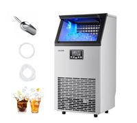VEVOR Máquina para Fabricar Hielo 45 kg/24 h Almacenamiento de 13 kg, 45 Cubitos por Ciclo, de Acero Inoxidable, Independiente y Bajo Encimera, con Pantalla LED y Autolimpieza, para Bar, Restaurante