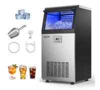 VEVOR Máquina para Fabricar Hielo 45 kg/24 h Almacenamiento de 14 kg, 36 Cubitos por Ciclo, de Acero Inoxidable, Independiente y Bajo Encimera, con Pantalla LED y Autolimpieza, para Bar, Restaurante