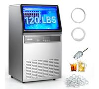 VEVOR Máquina para Fabricar Hielo 54,4 kg/24 h Almacenamiento 8,6-15 kg, 45 Cubitos por Ciclo, de Acero Inoxidable, Independiente y de Encimera, con Pantalla LED y Autolimpieza, para Bar, Restaurante