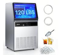 VEVOR Máquina para Fabricar Hielo 59 kg/24 h Almacenamiento de 15 kg, 45 Cubitos por Ciclo, de Acero Inoxidable, Independiente y de Encimera, con Pantalla LED y Autolimpieza, para Bar, Restaurante