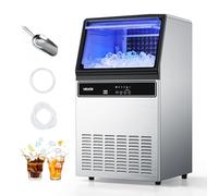VEVOR Máquina para Fabricar Hielo 54,4 kg/24 h Almacenamiento de 15 kg, 45 Cubitos por Ciclo, de Acero Inoxidable, Independiente y de Encimera, con Pantalla LED y Autolimpieza, para Bar, Restaurante
