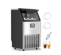 VEVOR Máquina para Fabricar Hielo 54,43 kg/24 h con Capacidad de Almacenamiento de 15 kg 45 Cubitos de Hielo en 15 Minutos Pantalla Digital LED Autolimpiante Independiente para Bar, Restaurante