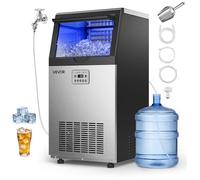 VEVOR Máquina para Fabricar Hielo 54 kg/24h Almacenamiento 7,3-13,3 kg, 36 Cubitos por Ciclo, de Acero Inoxidable, Independiente y Bajo Encimera, con Pantalla LED y Autolimpieza, para Bar, Restaurante