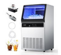 VEVOR Máquina para Fabricar Hielo 59 kg/día Almacenamiento de 15 kg, 45 Cubitos por Ciclo, de Acero Inoxidable, Independiente y Bajo Encimera, con Pantalla LED y Autolimpieza, para Bar, Restaurante