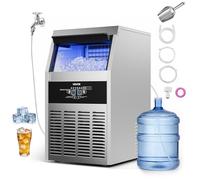 VEVOR Máquina para Fabricar Hielo 68 kg/24 h Almacenamiento de 14 kg, 50 Cubitos por Ciclo, de Acero Inoxidable, Independiente y Bajo Encimera, con Pantalla LED y Autolimpieza, para Bar, Restaurante