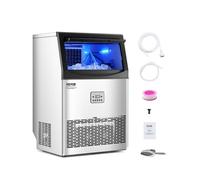 VEVOR Máquina para Fabricar Hielo Independiente 40 kg/24 h con Capacidad de Almacenamiento de 15 kg Pantalla Digital LED 50 Cubitos de Hielo en 15 Minutos Autolimpiante para Bar, Restaurante