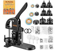 VEVOR Máquina para Hacer Chapas 25/32/58 mm Máquina para Hacer Insignias, Prensa de Pines para Personalizar Imanes de Nevera, Llaveros, Regalos, con 300 Conjuntos de Botones, Cortador Circular, Negro