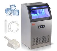 VEVOR Máquina para Hacer Cubitos de Hielo Comercial 52kg/24h, 50 Bandejas para Cubitos de Hielo Capacidad de Almacenamiento de 15 kg Autolimpieza Sin Instalación Independiente para Hogar, Restaurante