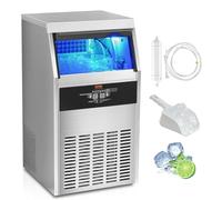 VEVOR Máquina para Hacer Cubitos de Hielo Comercial 56 kg/24h, 60 Bandejas para Cubitos de Hielo Capacidad de Almacenamiento de 15 kg Autolimpieza Sin Instalación Independiente para Hogar, Restaurante