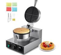 VEVOR Máquina para Hacer Gofres Comerciales, 1230 W, Acero Inoxidable Antiadherente con Control de Temperatura y Tiempo, Asa, para Restaurantes, Panaderías, Bares y Familias, 250 x 465 x 280 mm