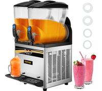 VEVOR Máquina para Hacer Granizados Comercial 2x15L 1000W Máquina de Granizado de Hielo Comercial -3℃ a -2℃ Máquina para Granizada Slush Helado Control de Tanque Separado Pantalla de Luz Bajo Ruido