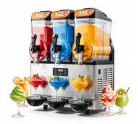VEVOR Máquina para Hacer Granizados con 3 Tanques de 15 L de Acero Inoxidable para 180 Tazas de Margaritas, Batidos y Granizados, Ideal para Fiestas en Casa, Restaurantes, Cafeterías, Bares