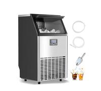 VEVOR Máquina para hacer hielo de 68 kg/24 h, con gran capacidad de almacenamiento de 15 kg para bar, oficina, restaurante, con pantalla digital LED y autolimpieza, 448 x 400 x 798 mm, Negro