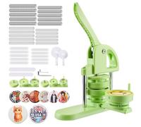 VEVOR Máquina para Hacer Insignias 58 mm y 75 mm, Máquina para Fabricar Chapas 200 Juegos de Botones, Mango Ergonómico Reforzado, para Crear Insignias, Pines Personalizados, Llaveros, Chapas, Verde