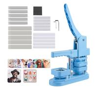 VEVOR Máquina para Hacer Insignias Cuadradas 50x50 mm Máquina para Fabricar Chapas 100 Kits de Botones con Carcasas Frontales de Hojalata, Tapas Traseras de Plástico, Películas Transparentes, Azul