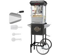 VEVOR Máquina para Hacer Palomitas de Maíz con Carrito, 850 W, 8 oz que Prepara 48 Tazas por Tanda, con Vidrio Templado, Incluye 4 Palas, Estilo cine, Alto Rendimiento, Negro, 610 x 410 x 1395 mm