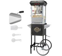 VEVOR Máquina para Hacer Palomitas de Maíz con Carrito, 850 W, 8 oz que Prepara 48 Tazas por Tanda, con Vidrio Templado, Incluye 4 Palas, Estilo cine, Alto Rendimiento, Negro, 610 x 410 x 1395 mm