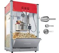 VEVOR Máquina para Hacer Palomitas de Maíz de Encimera, 1440 W, 12 oz, 80 Tazas por Lote, con Vidrio Templado, 3 Palas de Acero Inoxidable, Estilo Cine, Fácil de Limpiar, Rojo, 458 x 380 x 768 mm