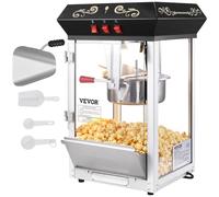 VEVOR Máquina para Hacer Palomitas de Maíz de Encimera, 850 W, 8 oz, 48 Tazas por Lote, con Vidrio Templado, Incluye 4 Cucharas, Estilo Cine, Color Negro, Fácil de Limpiar, 390 x 345 x 610 mm