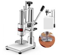 VEVOR Máquina Perforadora de Cuero 10 x 10 cm Prensa Manual para Cuero | Punzonadora para Tela Plástico Goma Papel, Fuerza de Presión 160 kg, Carrera de Presión Ajustable 40 mm, Bordes sin Rebabas
