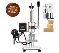 VEVOR Máquina Perforadora de Cuero 10 x 10 cm Punzonadora Manual de Metal | para Grabado en Caliente y Perforación, Accesorios de 26 Sellos y 50 Papeles de Transferencia, Presión 160 kg, Carrera 40 mm