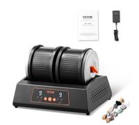 VEVOR Pulidora de Rocas 9 Velocidades Pulidora de Piedras de Doble Barril Cuerpo de Acero Temporizador de Pulido de 9 Días Motor de Transmisión Directa Pulidora Rotativa Silenciosa de 35 dB