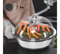 VEVOR Máquina Recortadora de Cuenco de Hojas Manual 330 mm Recortadora de Cuenco de Hoja de Brote con Tapa Transparente y 3 Rejillas de Acero Inoxidable para Brotes de Flores, Hierbas Aromáticas