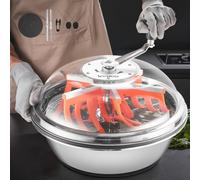 VEVOR Máquina Recortadora de Cuenco de Hojas Manual 420 mm Recortadora de Cuenco de Hoja de Brote con Tapa Transparente y 3 Rejillas de Acero Inoxidable para Brotes de Flores, Hierbas Aromáticas