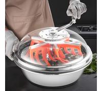 VEVOR Máquina Recortadora de Cuenco de Hojas Manual 420 mm Recortadora de Cuenco de Hoja de Brote con Tapa Transparente y 3 Rejillas de Acero Inoxidable para Brotes de Flores, Hierbas Aromáticas