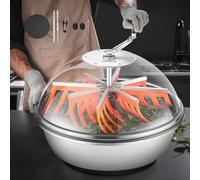 VEVOR Máquina Recortadora de Cuenco de Hojas Manual 600 mm Recortadora de Cuenco de Hoja de Brote con Tapa Transparente y 3 Rejillas de Acero Inoxidable para Brotes de Flores, Hierbas Aromáticas