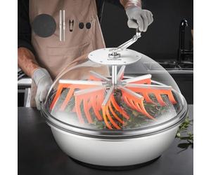 VEVOR Máquina Recortadora de Cuenco de Hojas Manual 600 mm Recortadora de Cuenco de Hoja de Brote con Tapa Transparente y 3 Rejillas de Acero Inoxidable para Brotes de Flores, Hierbas Aromáticas