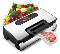 VEVOR Máquina Selladora al Vacío para Alimentos Secos y Húmedos 90 kPa Termoselladora 130W Multifuncional Auto Manual Cortador Integrado 2 Rollos Bolsas Manguera Externa para Conservación de Alimentos