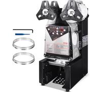 VEVOR Máquina Selladora de Tazas Totalmente Automática, 500-650 Tazas/H, Selladora de Té Eléctrica Boba 190mm Alto 90/95mm Panel LCD de Control Digital para Té con Leche de Burbujas, Café, Negro