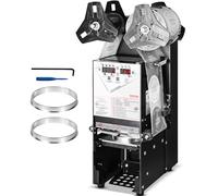 VEVOR Máquina Selladora de Tazas Totalmente Automática, 500-650 Tazas/H, Selladora de Té Eléctrica Boba 180 mm de Alto 90/95 mm Panel LCD de Control Digital para Té con Leche de Burbujas, Café, Negro