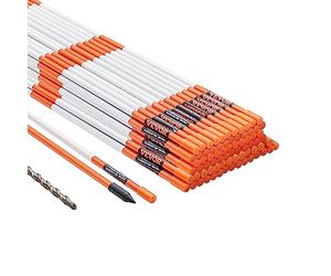 VEVOR Marcadores de Entrada 100 PCS Estacas de Nieve Naranja Fibra de Vidrio 0,78x121,5 cm Instalación de Tira Reflectante de Alta Visibilidad Broca de Acero 30 cm Protectores para Estacionamientos