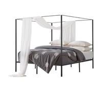 VEVOR Marco de Cama con Dosel de Tamaño King, Diseño de 4 Postes de Metal 2095 x 1930 x 1830 mm Soporte de Láminas de Acero Resistente Espacio de Almacenamiento Debajo, No Necesita Somier, Negro
